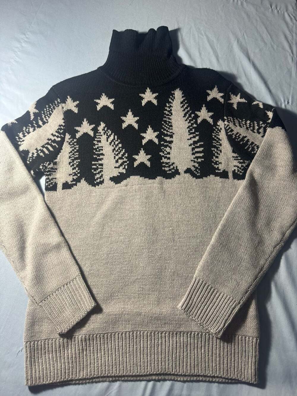 BoohooMAN Roll Neck Christmas Jumper Size S Black Ivory